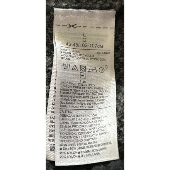 Banana Republic Mens Mountain Design Sweater L Gray & Black Wool Blend Crewneck - Picture 7 of 7